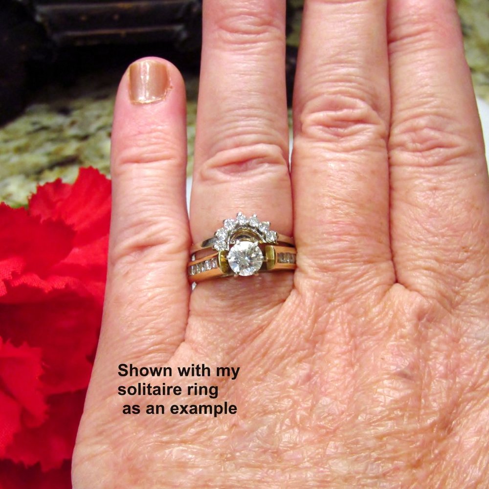 Diamond Ring Enhancer Solid 14k White Gold Size 5.75 Genuine Natural Real - Picture 4 of 7